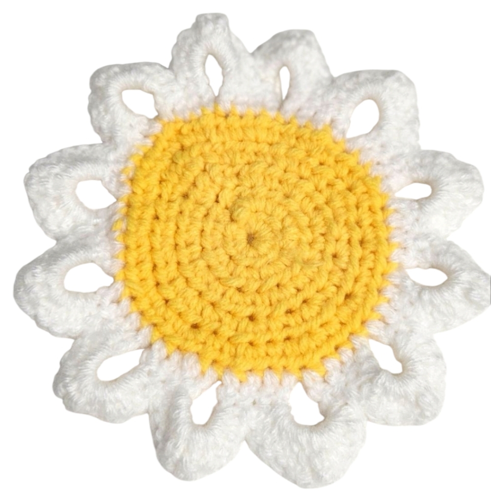 Crochet Daisy Coasters - SET OF 4 - Picture 2 of 5